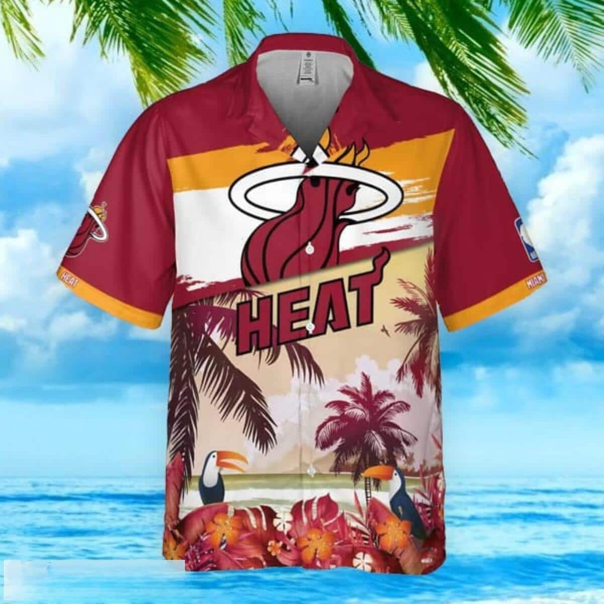 Summer Aloha Miami Heat Hawaiian Shirt Beach Pattern Gift For NBA Fans Summer Aloha Miami Heat Hawaiian Shirt Beach Pattern Gift For NBA Fans