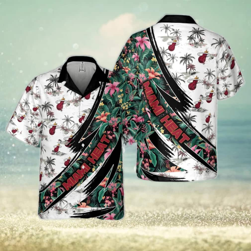 Aloha Summer NBA Miami Heat Hawaiian Shirt Flowers And Palm Trees Pattern