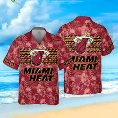 Aloha NBA Miami Heat Hawaiian Shirt Hibiscus Flower On Red Background Aloha NBA Miami Heat Hawaiian Shirt Hibiscus Flower On Red Background