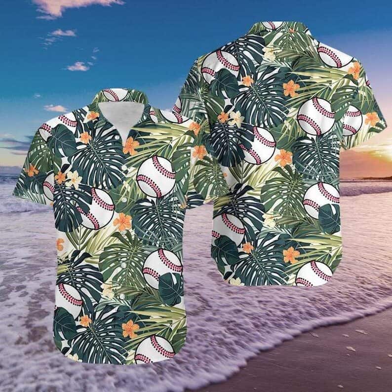 Aloha Baseball Hawaiian Shirt Palm Leaves Pattern Beach Vacation Gift Aloha Baseball Hawaiian Shirt Palm Leaves Pattern Beach Vacation Gift