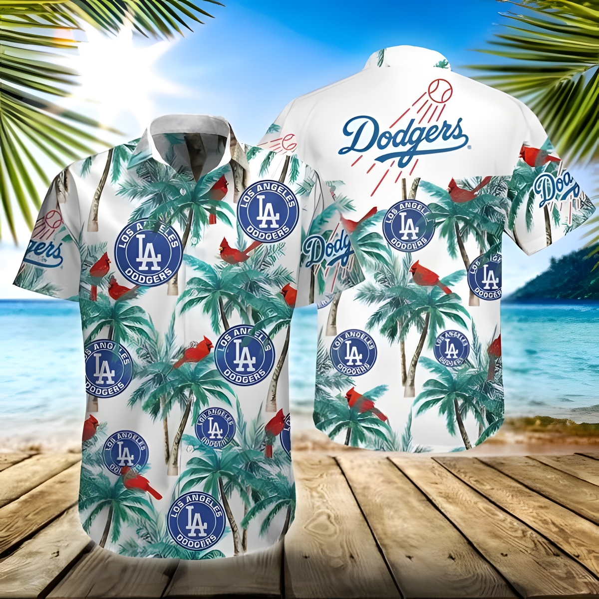 MLB Los Angeles Dodgers Hawaiian Shirt Coconut Tree Pattern Aloha Beach