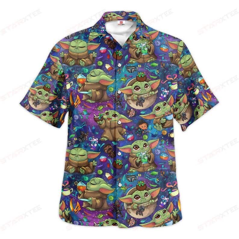 Aloha Star Wars Baby Yoda Cocktail Hawaiian Shirt Beach Gift For Best Friend