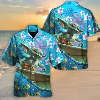 Aloha Star Wars Baby Yoda Surfing Hawaiian Shirt Summer Vacation Gift