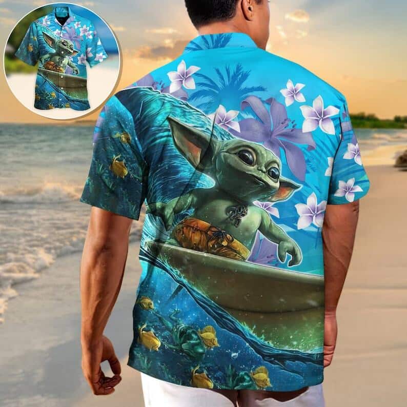 Aloha Star Wars Baby Yoda Surfing Hawaiian Shirt Summer Vacation Gift Aloha Star Wars Baby Yoda Surfing Hawaiian Shirt Summer Vacation Gift