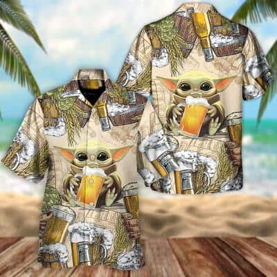 Aloha Star Wars Baby Yoda And Wheat Beer Hawaiian Shirt
