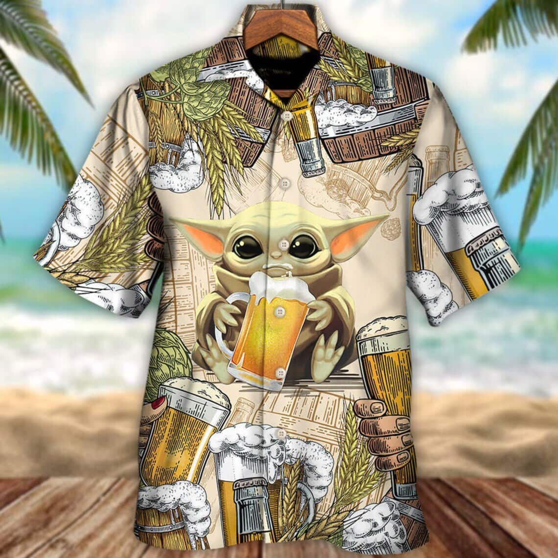 Aloha Star Wars Baby Yoda And Wheat Beer Hawaiian Shirt Aloha Star Wars Baby Yoda And Wheat Beer Hawaiian Shirt