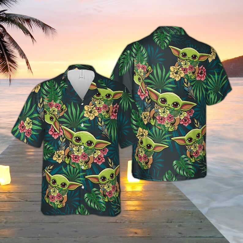 Palm Leaves Baby Yoda Star Wars Hawaiian Shirt Beach Gift For Dad Palm Leaves Baby Yoda Star Wars Hawaiian Shirt Beach Gift For Dad