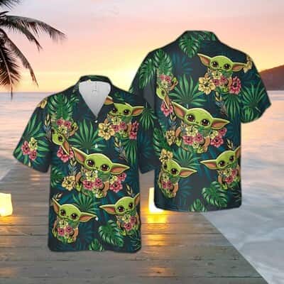 Palm Leaves Baby Yoda Star Wars Hawaiian Shirt Beach Gift For Dad