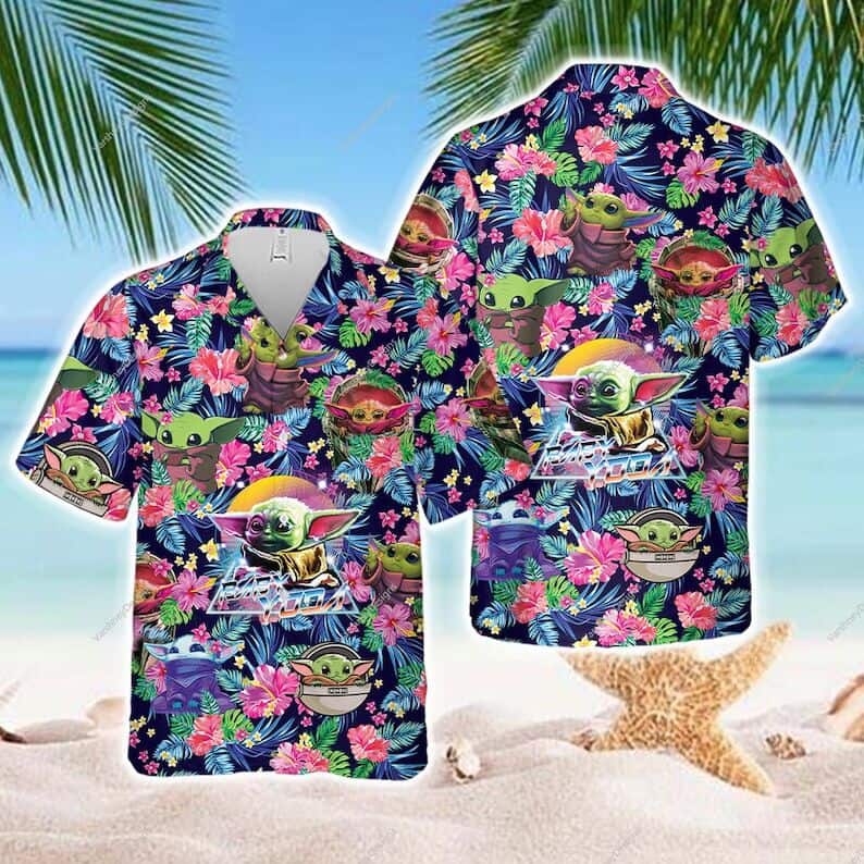 Aloha Vibes Baby Yoda Star Wars Hawaiian Shirt Tropical Flowers Pattern Aloha Vibes Baby Yoda Star Wars Hawaiian Shirt Tropical Flowers Pattern