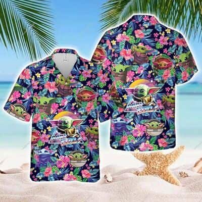 Aloha Vibes Baby Yoda Star Wars Hawaiian Shirt Tropical Flowers Pattern