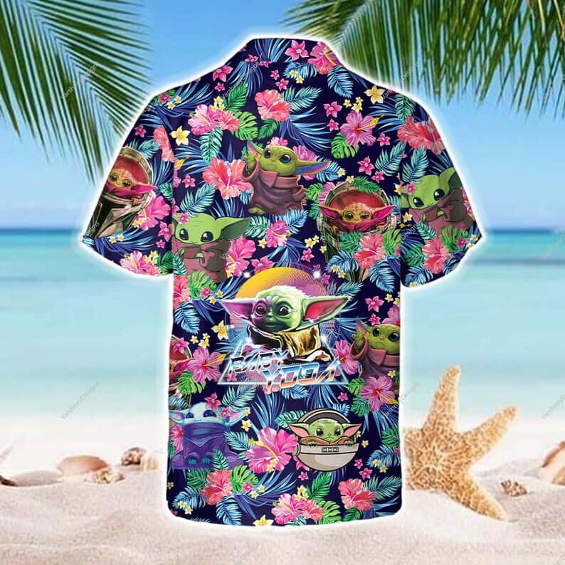 Aloha Vibes Baby Yoda Star Wars Hawaiian Shirt Tropical Flowers Pattern