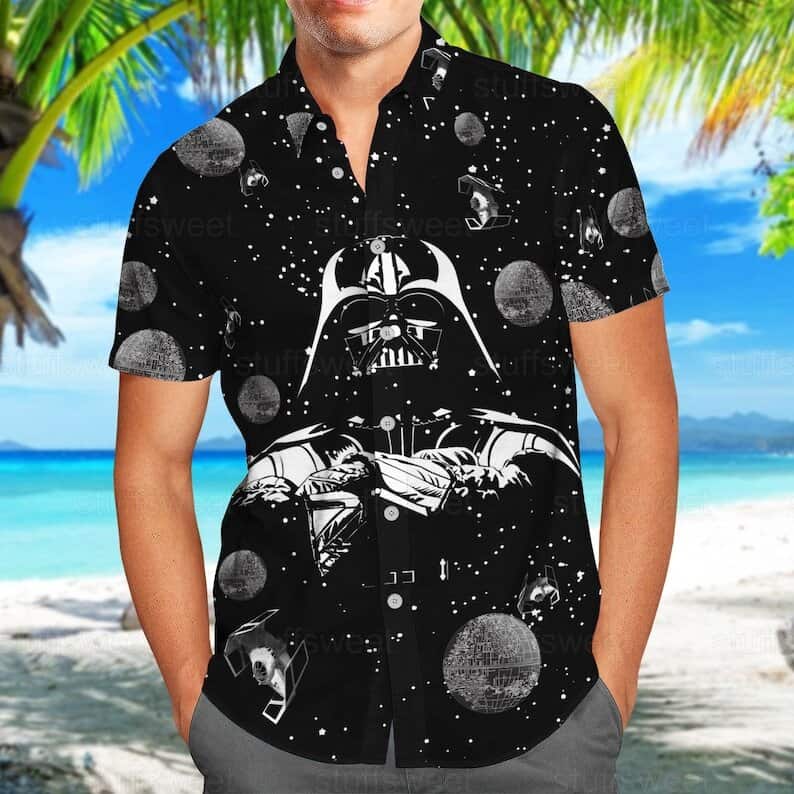 Black Aloha Star Wars Darth Vader Hawaiian Shirt Gift For Mandalorian Fans Black Aloha Star Wars Darth Vader Hawaiian Shirt Gift For Mandalorian Fans