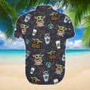 Stitch And Baby Yoda Star Wars Drinking Coffee Hawaiian Shirt