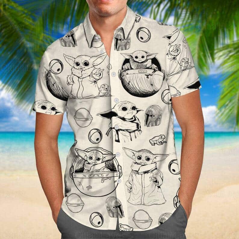 Baby Yoda Star Wars Hawaiian Shirt Gift For Mandalorian Fans Baby Yoda Star Wars Hawaiian Shirt Gift For Mandalorian Fans