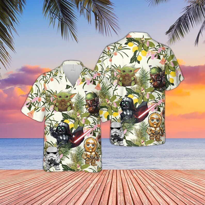 Baby Yoda Darth Vader Stormtrooper Wicket Star Wars Hawaiian Shirt Beach Gift Baby Yoda Darth Vader Stormtrooper Wicket Star Wars Hawaiian Shirt Beach Gift