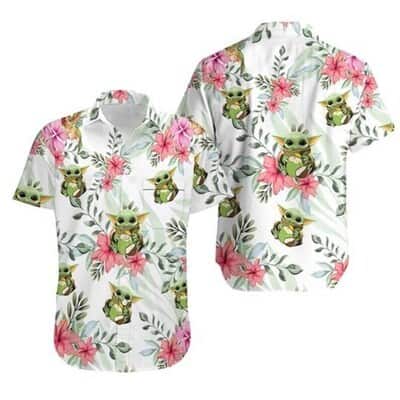 Baby Yoda Star Wars Hawaiian Shirt Tropical Flowers Pattern Beach Gift