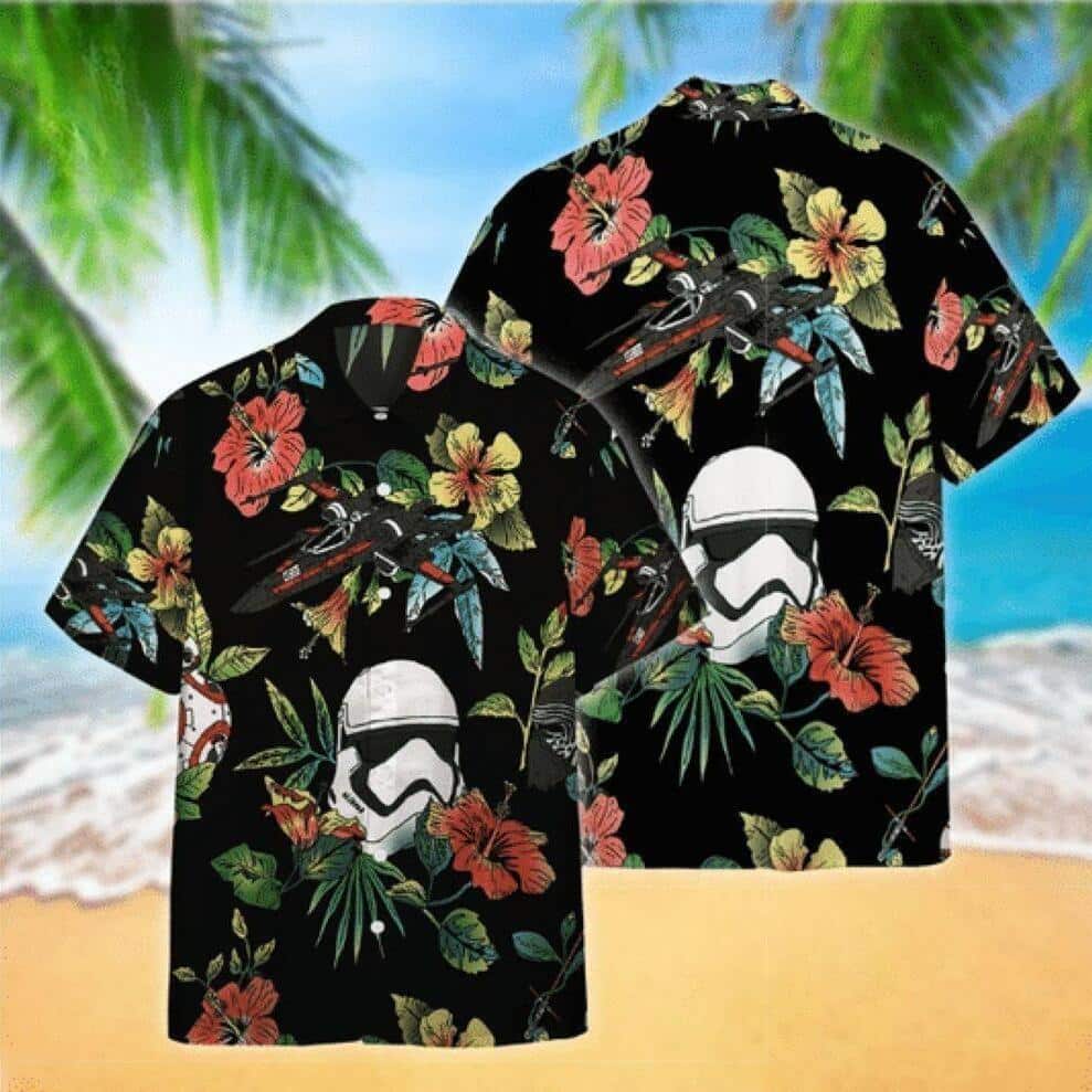 Star Wars Stormtrooper & Spaceship Hawaiian Shirt Hibicus Pattern Star Wars Stormtrooper & Spaceship Hawaiian Shirt Hibicus Pattern