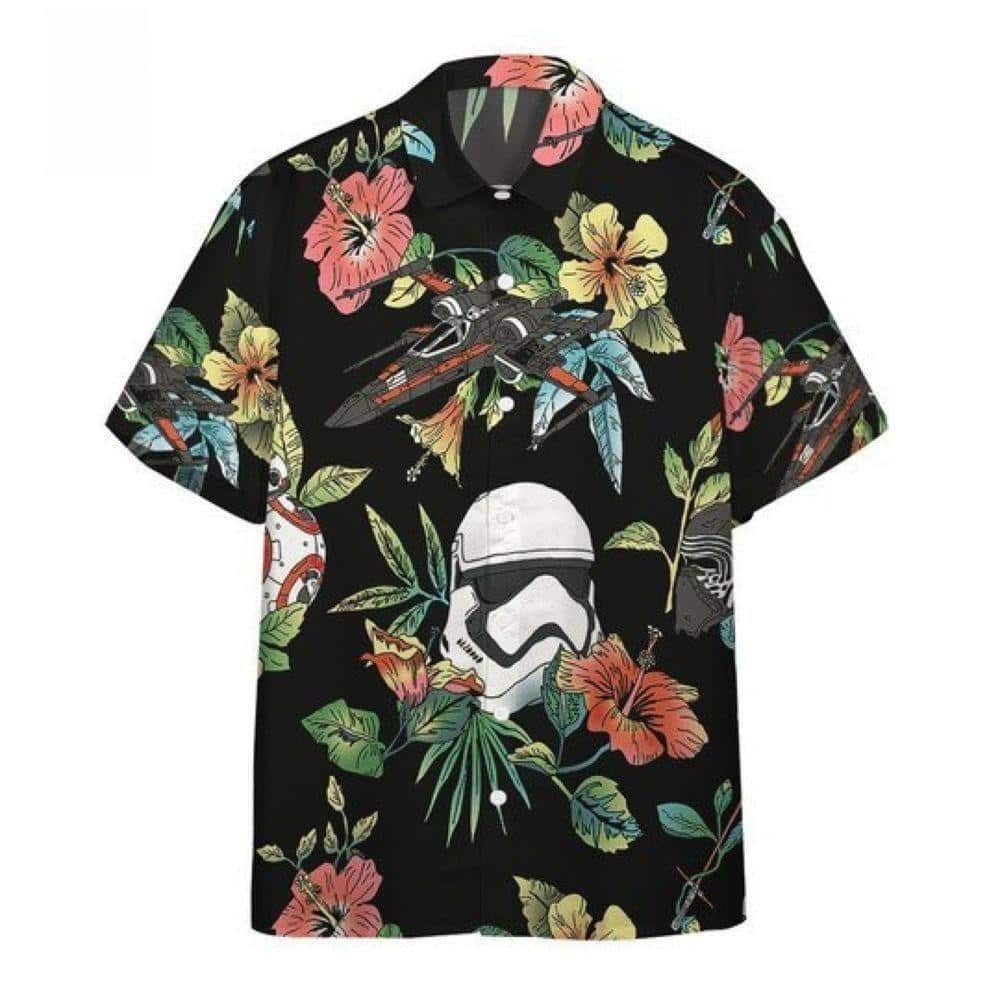 Star Wars Stormtrooper & Spaceship Hawaiian Shirt Hibicus Pattern
