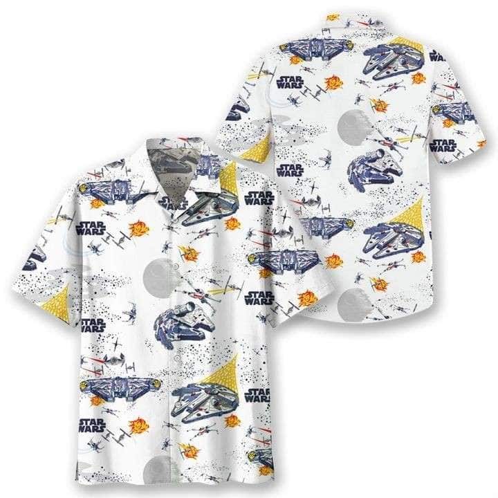 White Aloha Star Wars Spaceships Hawaiian Shirt Gift For Beach Trip White Aloha Star Wars Spaceships Hawaiian Shirt Gift For Beach Trip