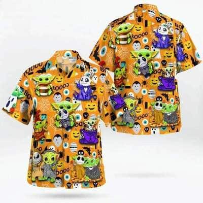 Boo Halloween Ghosts Baby Yoda Hawaiian Shirt Beach Vacation Gift