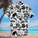 White Aloha Star Wars Hawaiian Shirt Black Pattern Summer Beach Gift