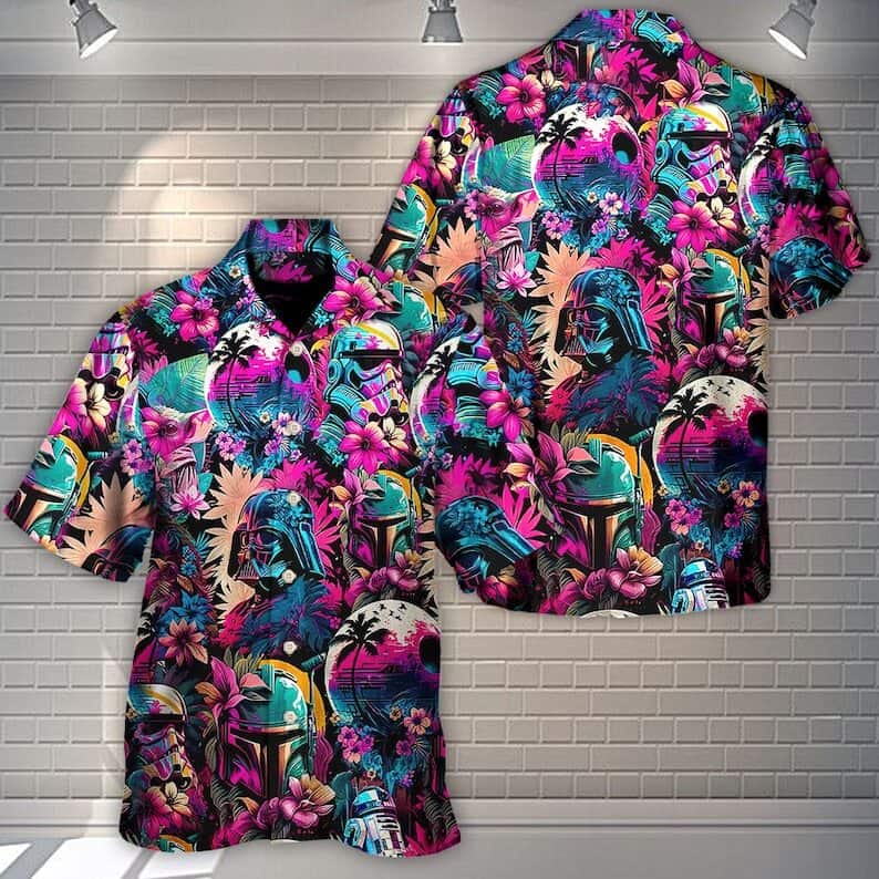 Star Wars Synthwave Darth Vader Hawaiian Shirt Beach Vacation Gift Star Wars Synthwave Darth Vader Hawaiian Shirt Beach Vacation Gift