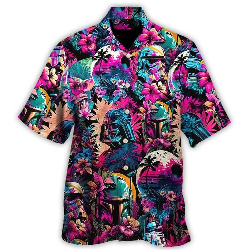 Star Wars Synthwave Darth Vader Hawaiian Shirt Beach Vacation Gift Star Wars Synthwave Darth Vader Hawaiian Shirt Beach Vacation Gift