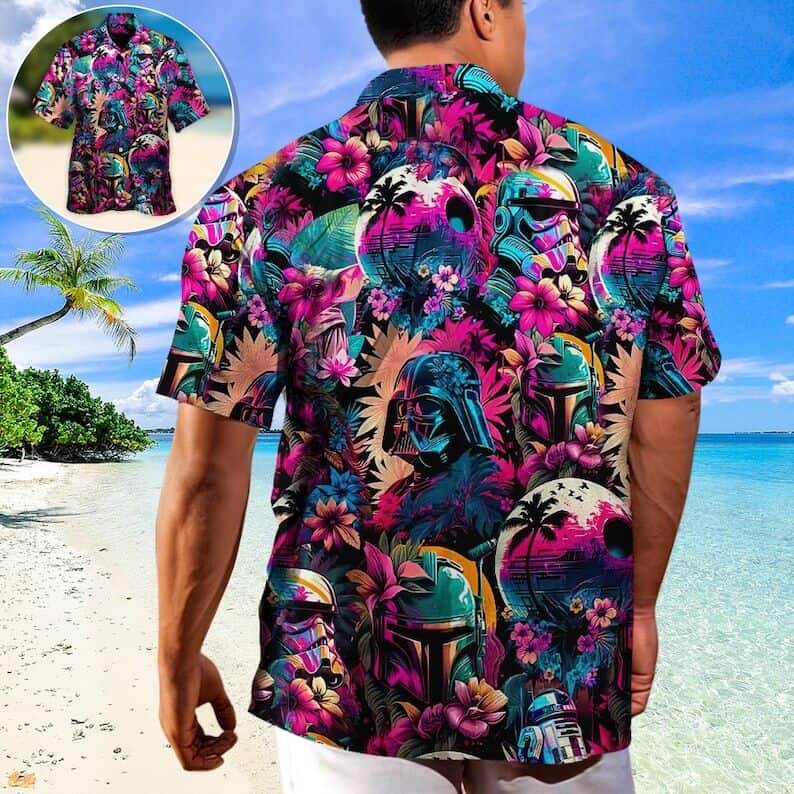 Star Wars Synthwave Darth Vader Hawaiian Shirt Beach Vacation Gift Star Wars Synthwave Darth Vader Hawaiian Shirt Beach Vacation Gift