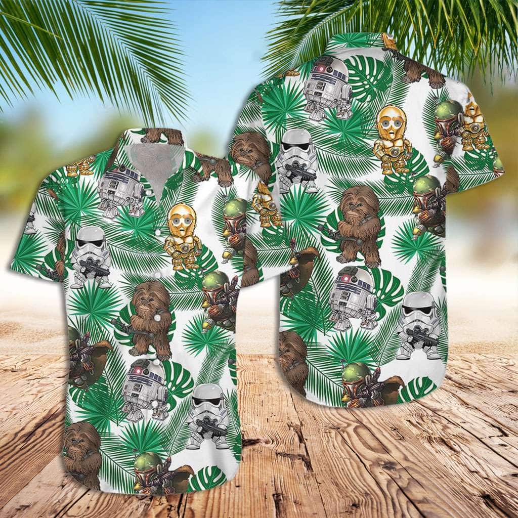 Star Wars Stormtrooper And Chewbacca Tropical Leaves Pattern Hawaiian Shirt Star Wars Stormtrooper And Chewbacca Tropical Leaves Pattern Hawaiian Shirt