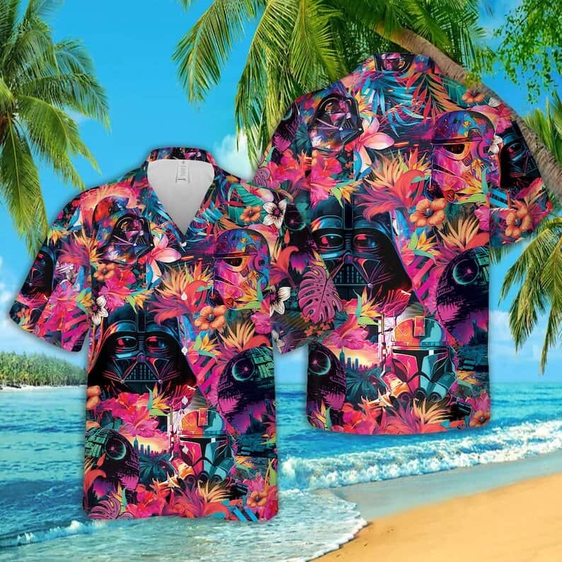 Darth Vader Star Wars Synthwave Hawaiian Shirt Summer Beach Gift Darth Vader Star Wars Synthwave Hawaiian Shirt Summer Beach Gift