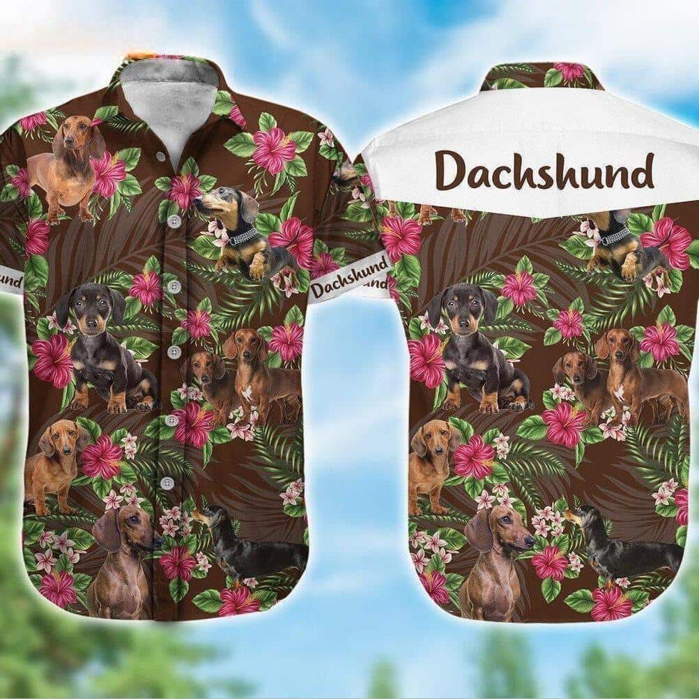Dachshund Hawaiian Shirt Tropical Flower Pattern All Over Print Dachshund Hawaiian Shirt Tropical Flower Pattern All Over Print