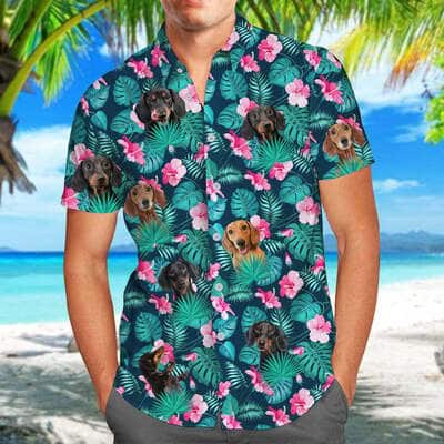 Summer Aloha Dachshund Hawaiian Shirt Palm Leaves Pattern Summer Aloha Dachshund Hawaiian Shirt Palm Leaves Pattern