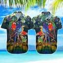 Summer Aloha Parrots Bird Tropical Palm Leaves Hawaiian Shirt