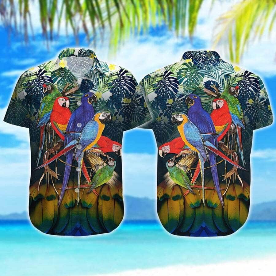 Summer Aloha Parrots Bird Tropical Palm Leaves Hawaiian Shirt Summer Aloha Parrots Bird Tropical Palm Leaves Hawaiian Shirt