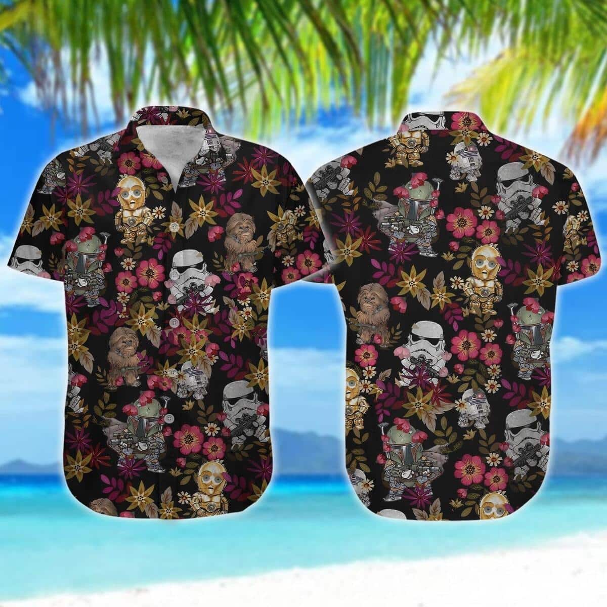 Star Wars Wicket Boba Fett Stormtrooper R2 – D2 Hawaiian Shirt Star Wars Wicket Boba Fett Stormtrooper R2 – D2 Hawaiian Shirt