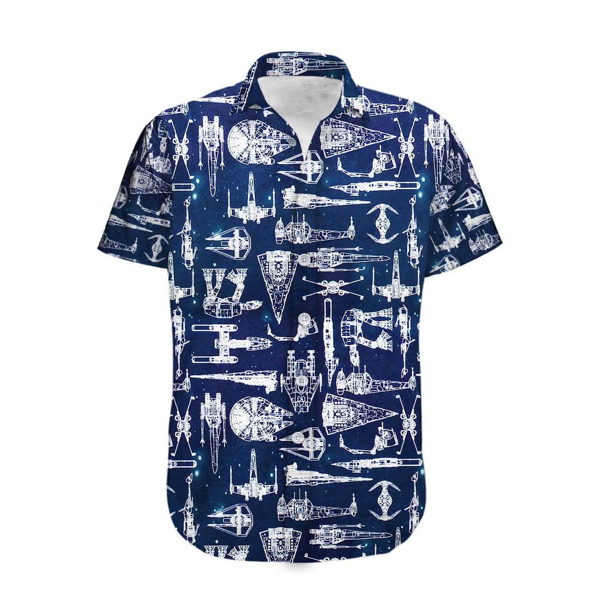 Star Wars Spaceship Pattern Hawaiian Shirt Gift For Movie Lovers