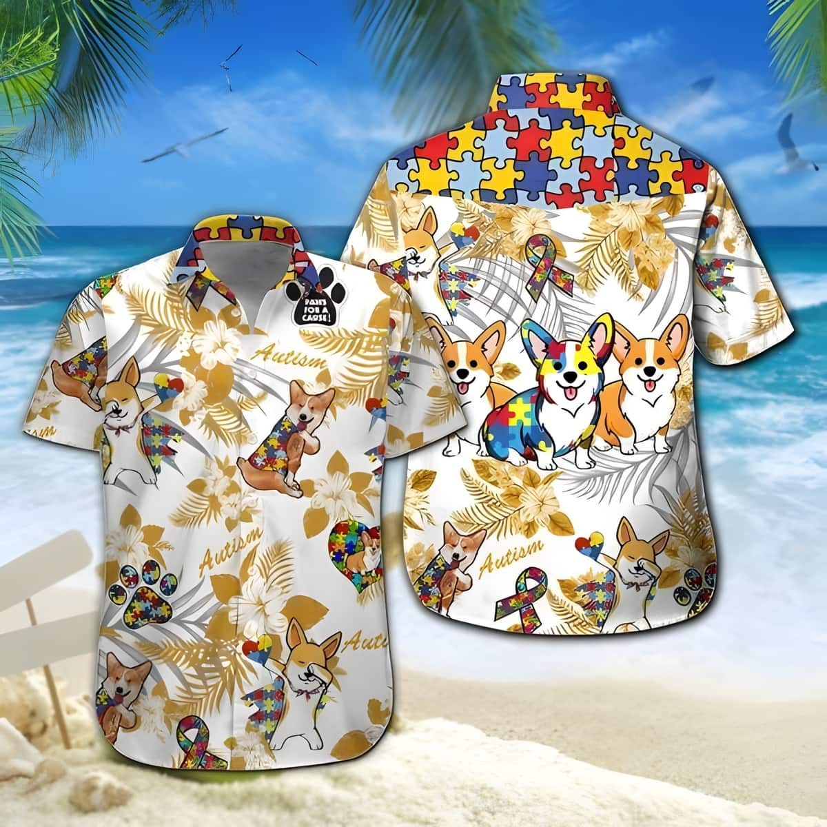 Corgi Dog Autism Hawaiian Shirt Gift For Beach Lovers