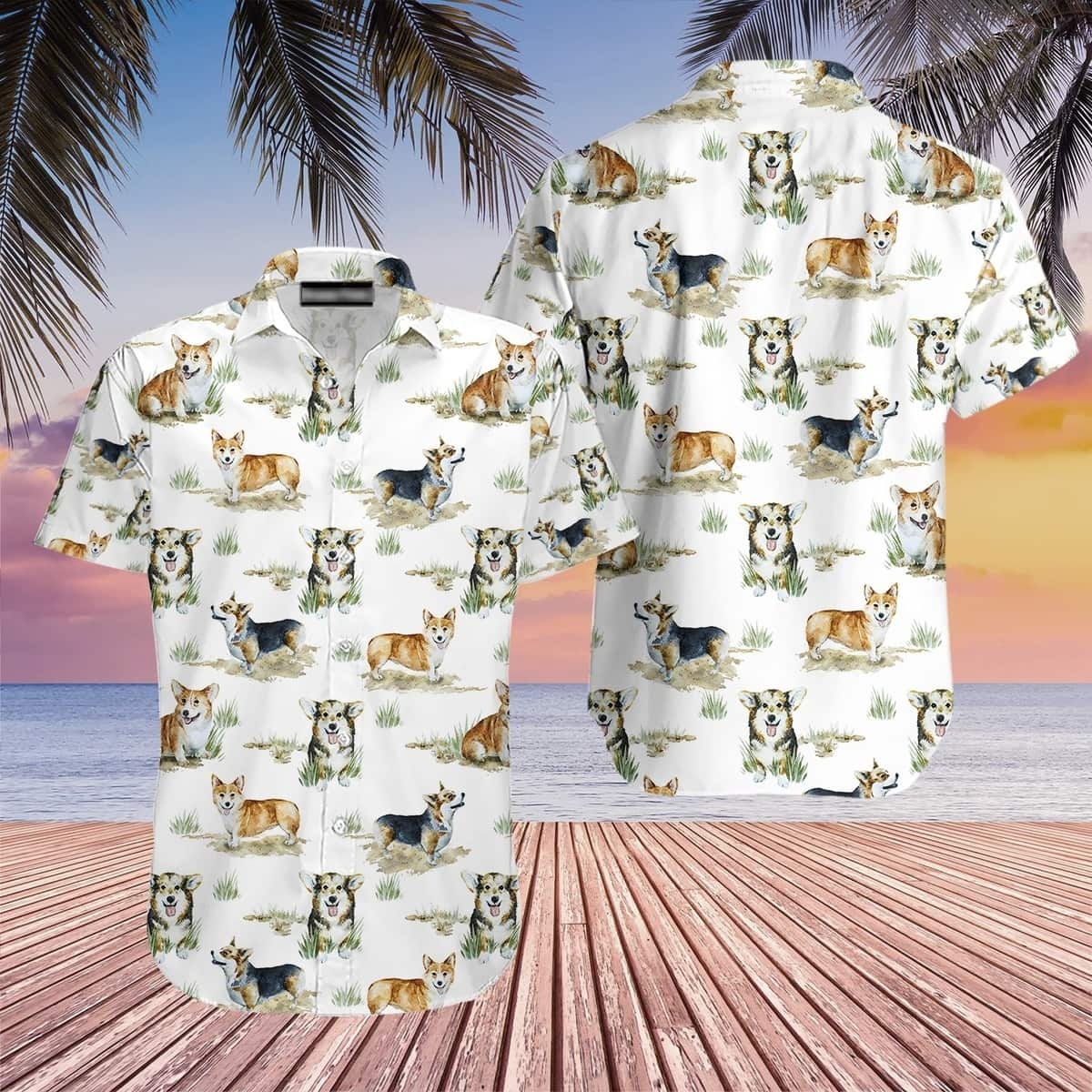 Smiling Corgi Dog Hawaiian Shirt Gift For Beach Lovers