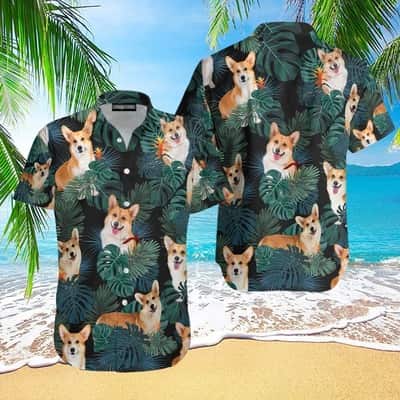 Corgi Hawaiian Shirt Palm Leaves Pattern Gift For Beach Trip Corgi Hawaiian Shirt Palm Leaves Pattern Gift For Beach Trip