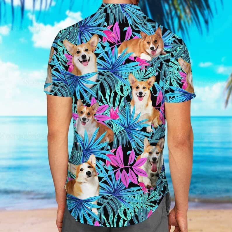 Summer Aloha Palm Leaves Pattern With Corgi Hawaiian Shirt Summer Aloha Palm Leaves Pattern With Corgi Hawaiian Shirt