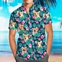 Summer Aloha Corgi Hawaiian Shirt Palm Leaves Pattern