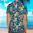 Summer Aloha Corgi Hawaiian Shirt Palm Leaves Pattern