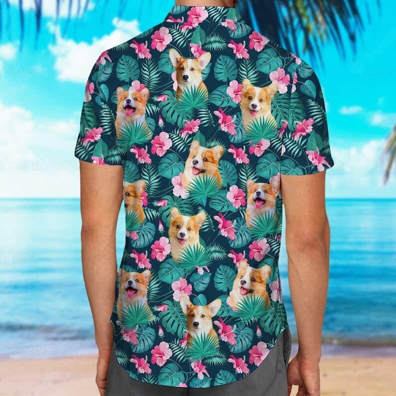 Summer Aloha Corgi Hawaiian Shirt Palm Leaves Pattern Summer Aloha Corgi Hawaiian Shirt Palm Leaves Pattern