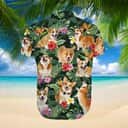 Corgi Dog Hawaiian Shirt Palm Leaves Pattern Summer Gift For Corgi Lovers