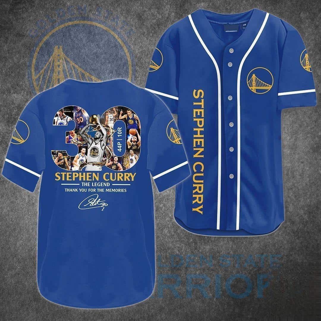 Golden State Warriors Baseball Jersey Stephen Curry Legend