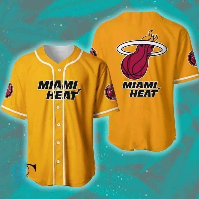 Yellow NBA Miami Heat Baseball Jersey Sports Gift For Best Friend Yellow NBA Miami Heat Baseball Jersey Sports Gift For Best Friend