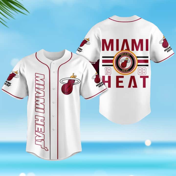 NBA Miami Heat 1988 White Baseball Jersey Gift For Him NBA Miami Heat 1988 White Baseball Jersey Gift For Him