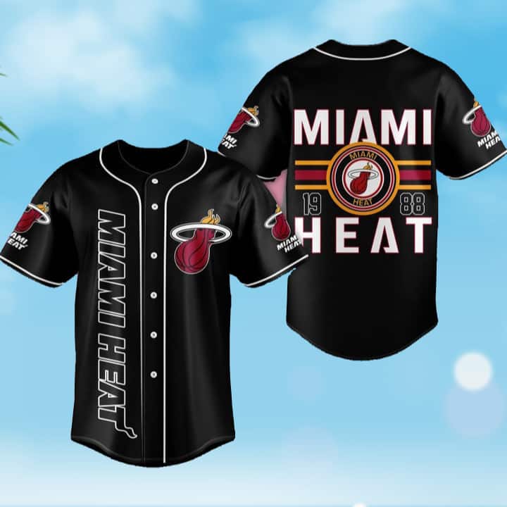 Black NBA Miami Heat Baseball Jersey Gift For Basketball Lovers Black NBA Miami Heat Baseball Jersey Gift For Basketball Lovers