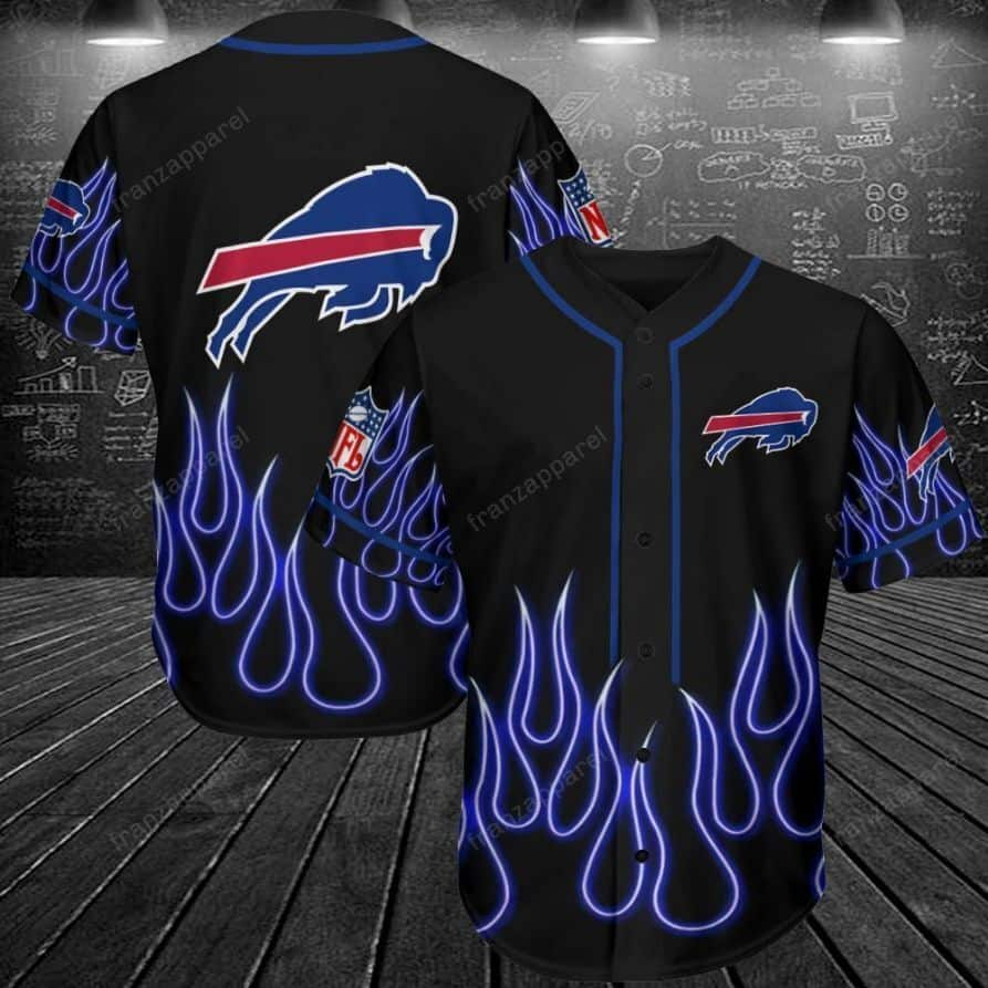 Nfl Buffalo Bills Baseball Jersey Fire Pattern Sports Gift For Him