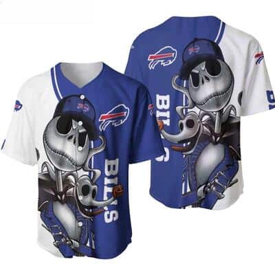 NFL Buffalo Bills Baseball Jersey Jack Skellington And Zero NFL Buffalo Bills Baseball Jersey Jack Skellington And Zero